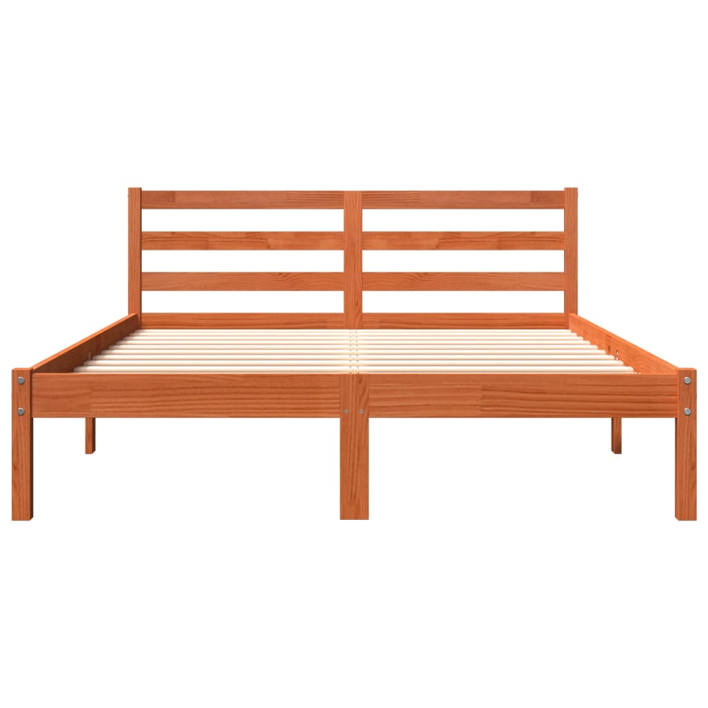 Estructura de cama sin colchón madera maciza marrón 135x190 cm v1645 - Vetonek