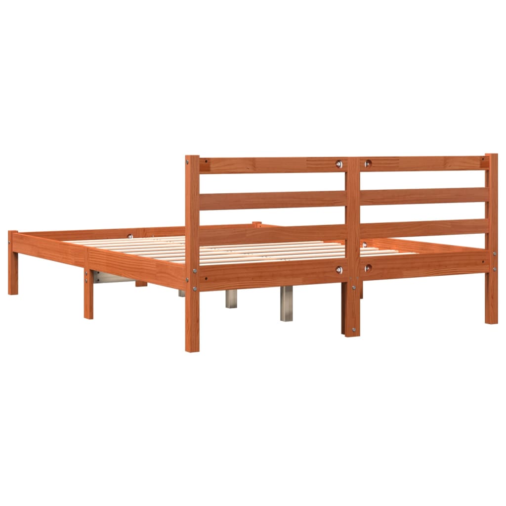Estructura de cama sin colchón madera maciza marrón 135x190 cm v1645 - Vetonek