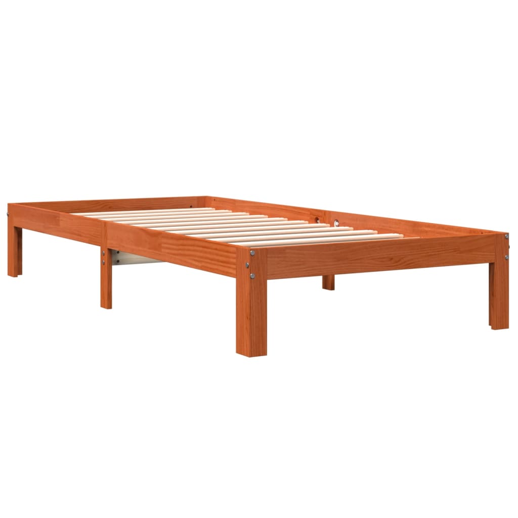 Estructura de cama sin colchón madera maciza marrón 75x190 cm - Vetonek