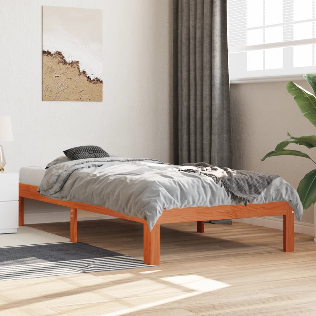 Estructura de cama sin colchón madera maciza marrón 90x190 cm v1720 Vetonek