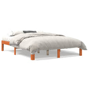 Vetonek Estructura de cama sin colchón madera maciza marrón 135x190 cm