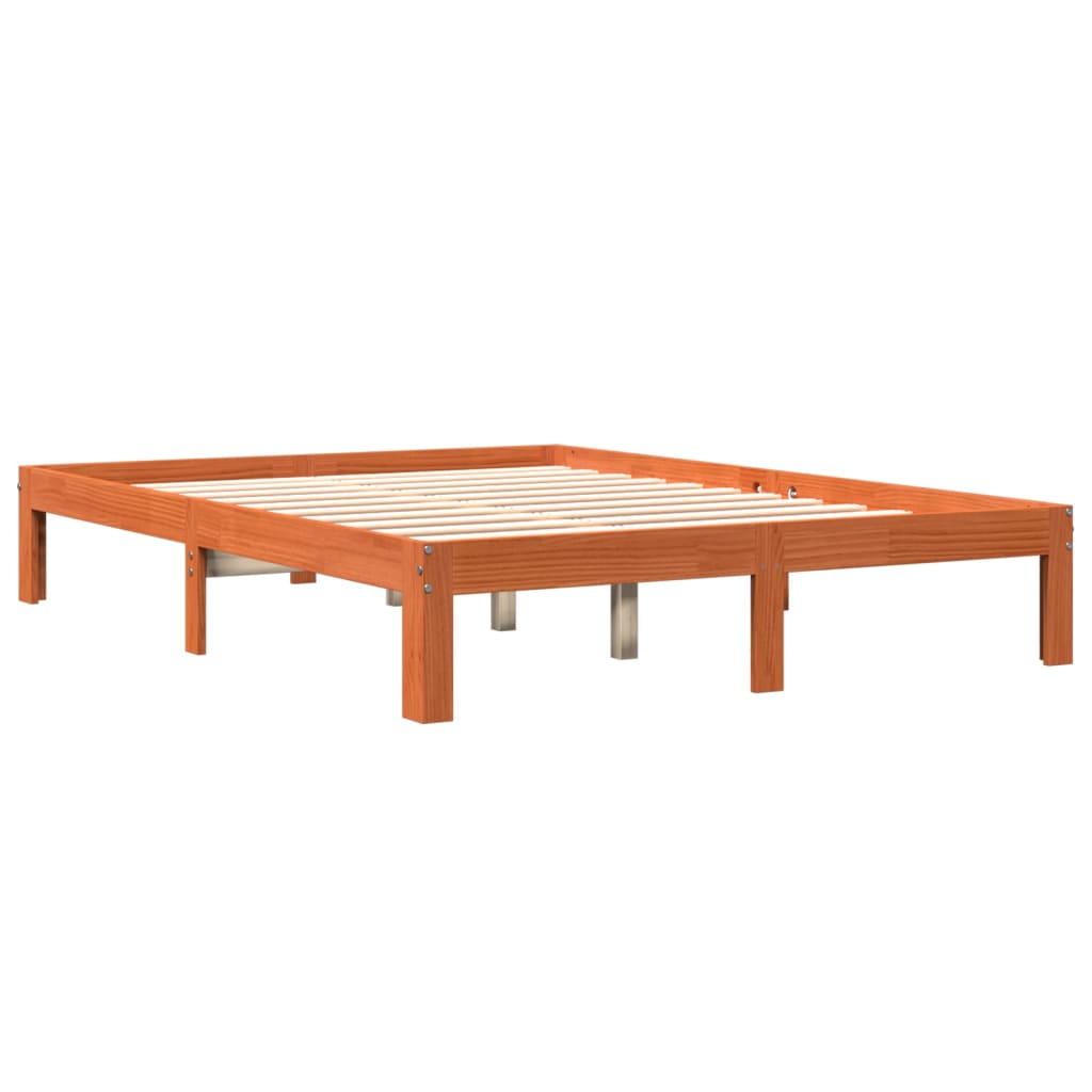 Estructura de cama sin colchón madera maciza marrón 135x190 cm - Vetonek