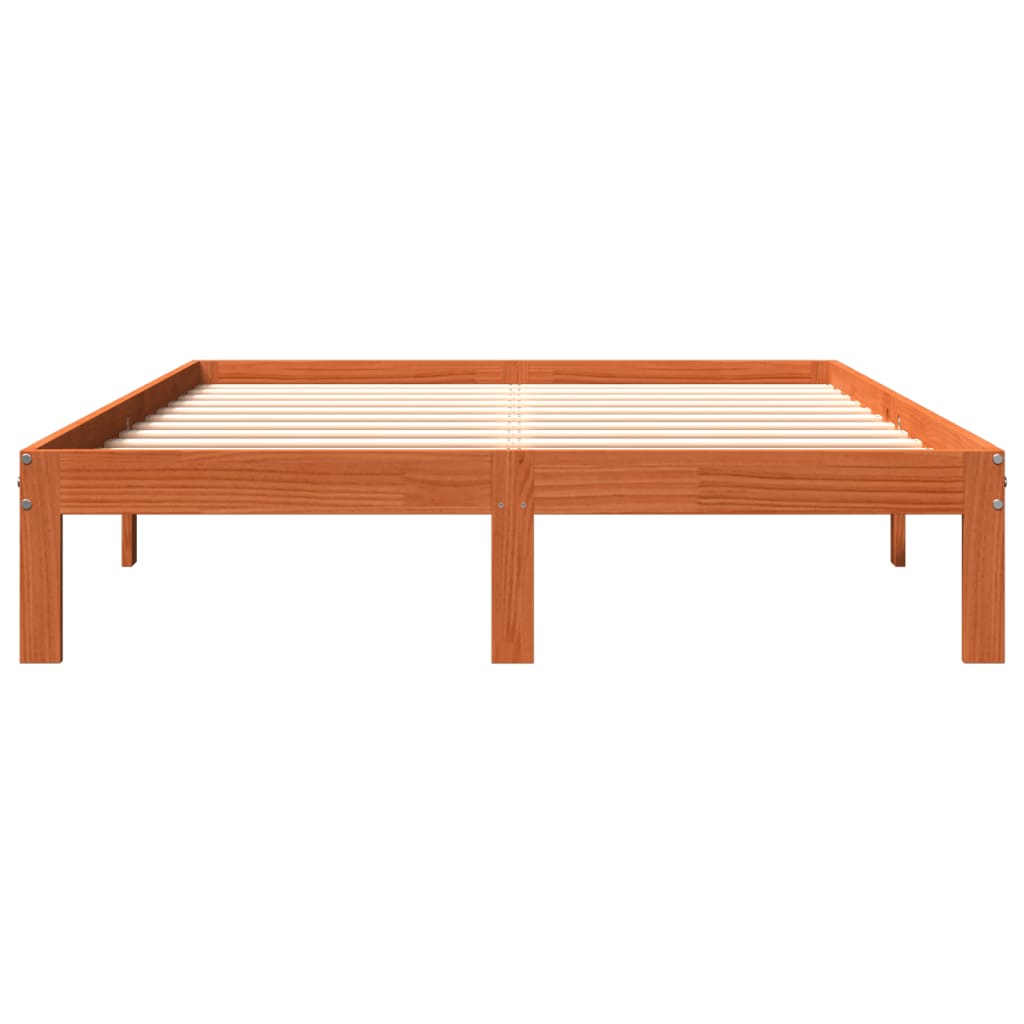 Estructura de cama sin colchón madera maciza marrón 135x190 cm - Vetonek