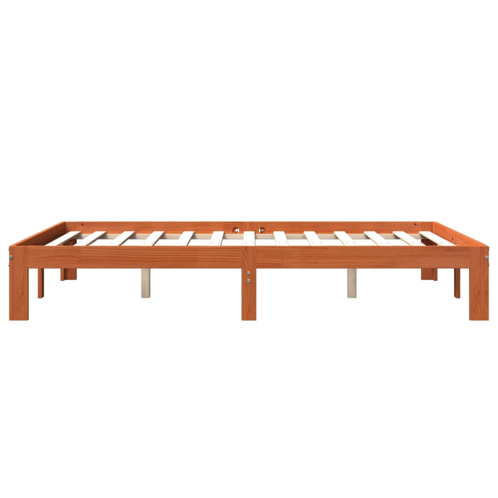 Estructura de cama sin colchón madera maciza marrón 135x190 cm - Vetonek