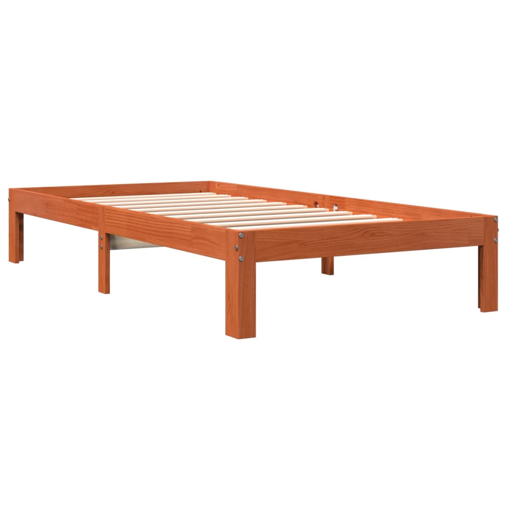 Estructura de cama sin colchón madera de pino marrón 90x200 cm