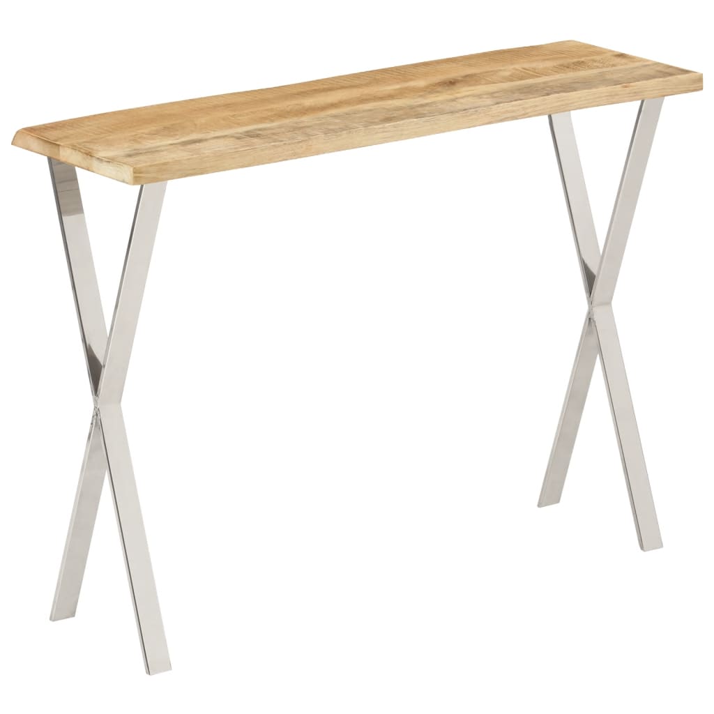 Table de console avec mangue solide en bois à bord naturel 105x33x76 cm V64