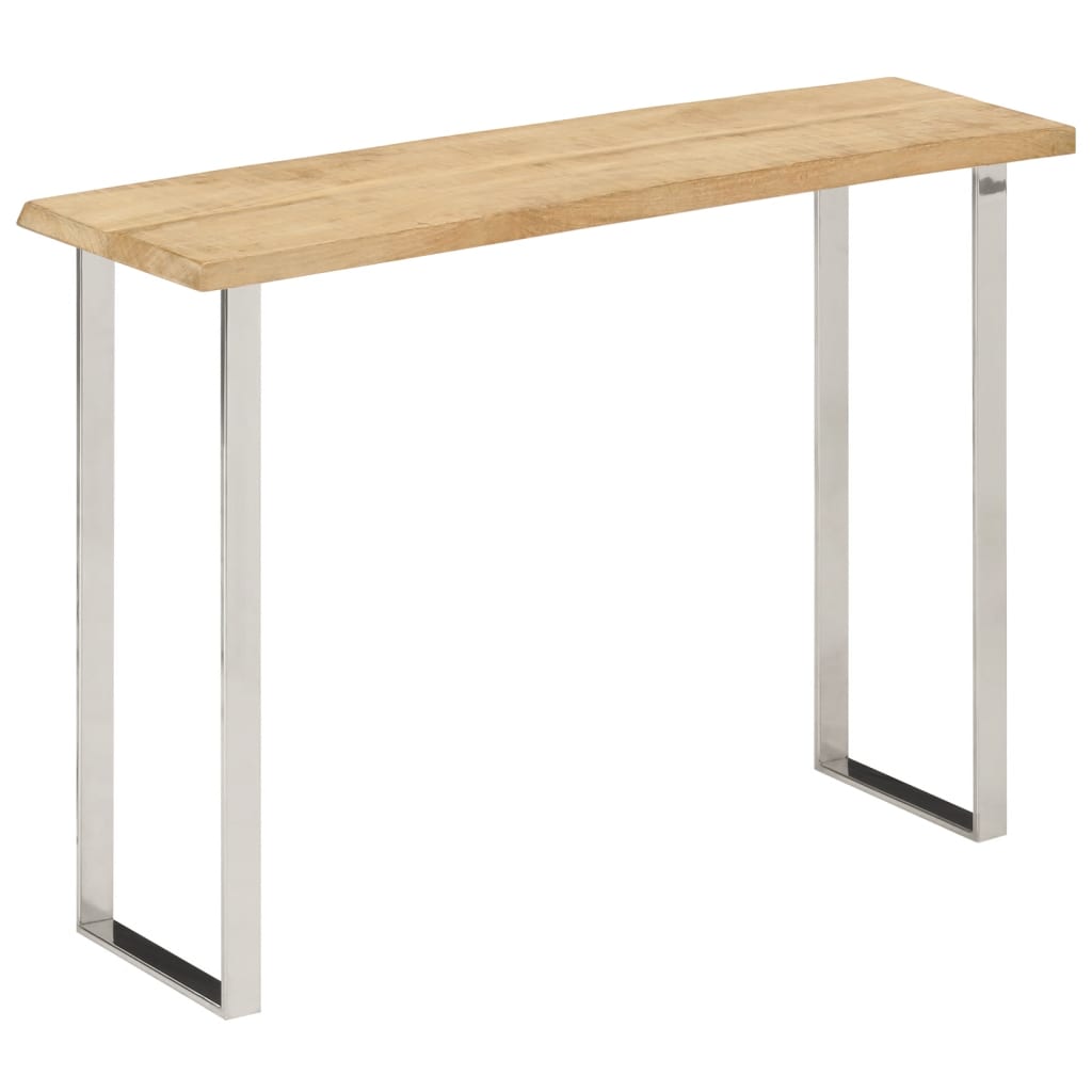 Mesa consola con borde natural madera mango maciza 105x33x76 cm V66