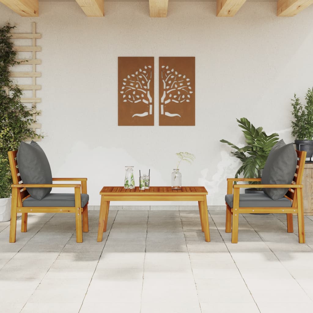 Vetonek Set de muebles para jardín 3 piezas con cojines madera acacia