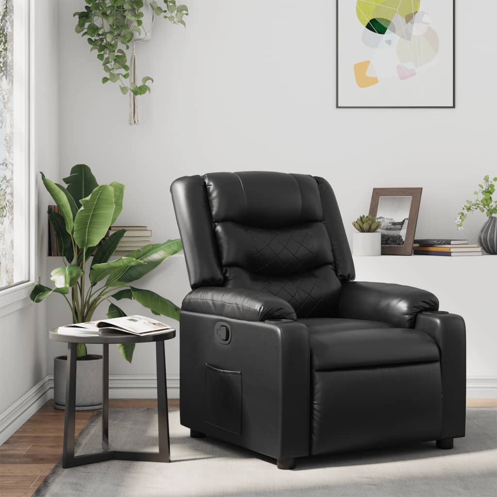 Vetonek Sillón reclinable de cuero sintético negro