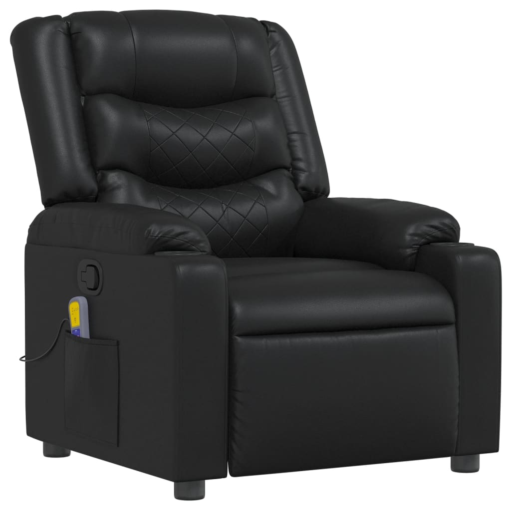 Sillón de masaje reclinable cuero sintético negro V0807 Vetonek