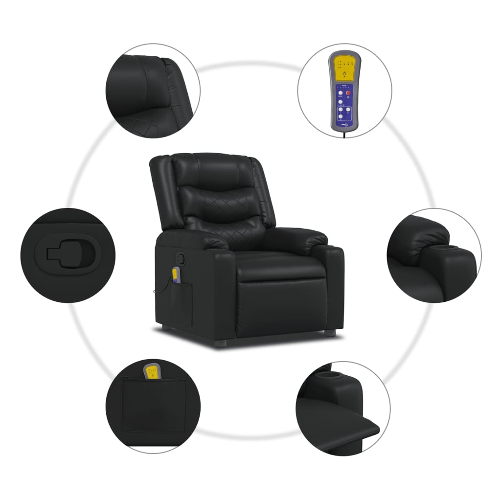 Sillón de masaje reclinable cuero sintético negro V0807 Vetonek