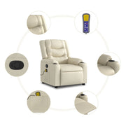 Sillón reclinable de masaje cuero sintético crema V0814 Vetonek