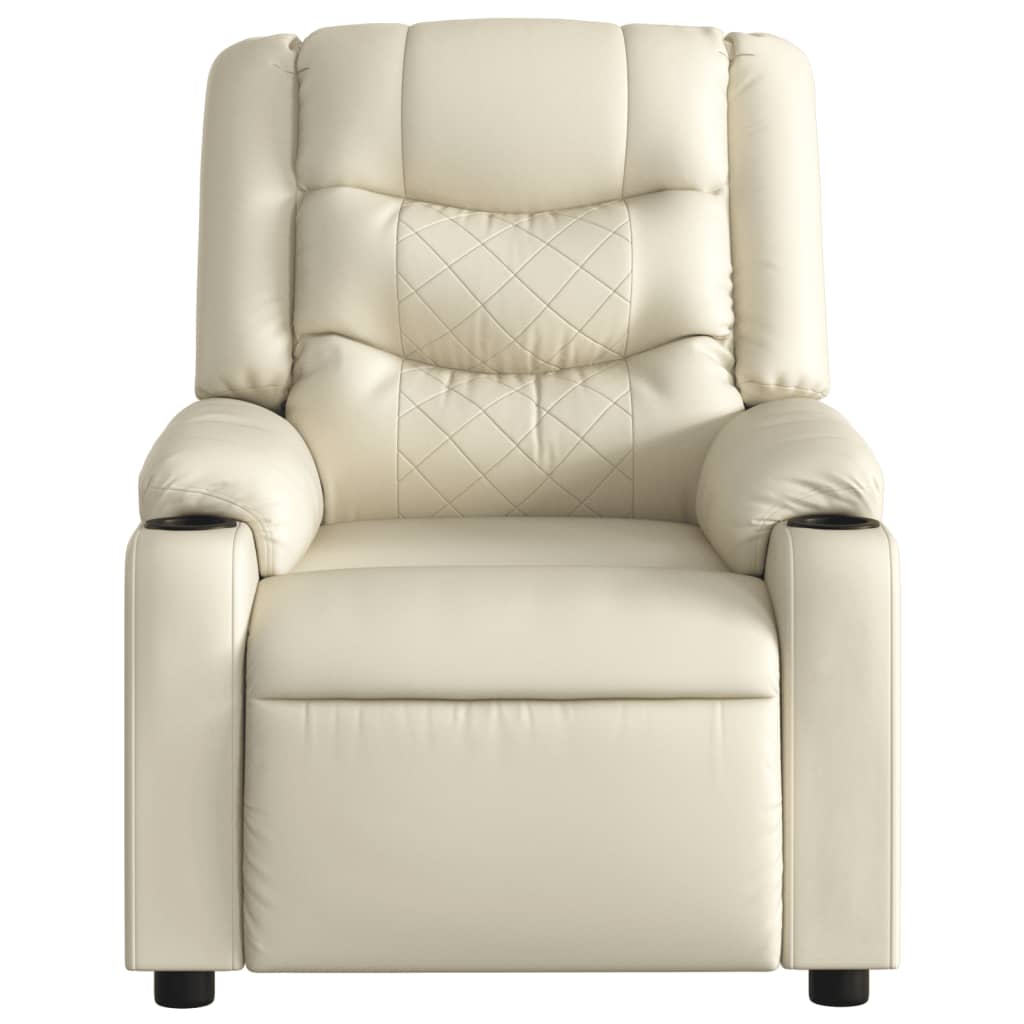 Sillón reclinable de masaje cuero sintético crema V0814 Vetonek