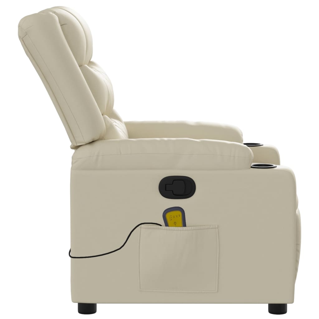 Sillón reclinable de masaje cuero sintético crema V0814 Vetonek