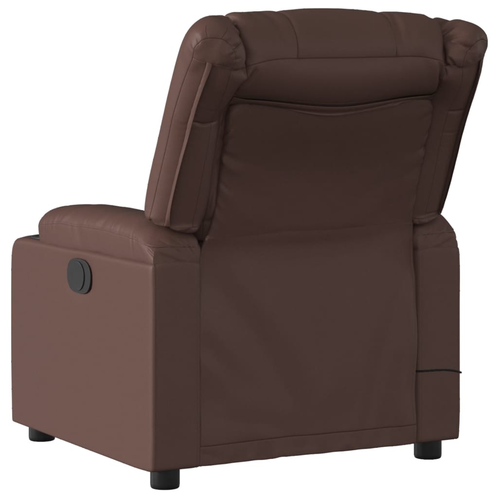 Sillón de masaje reclinable cuero sintético marrón V0821 Vetonek