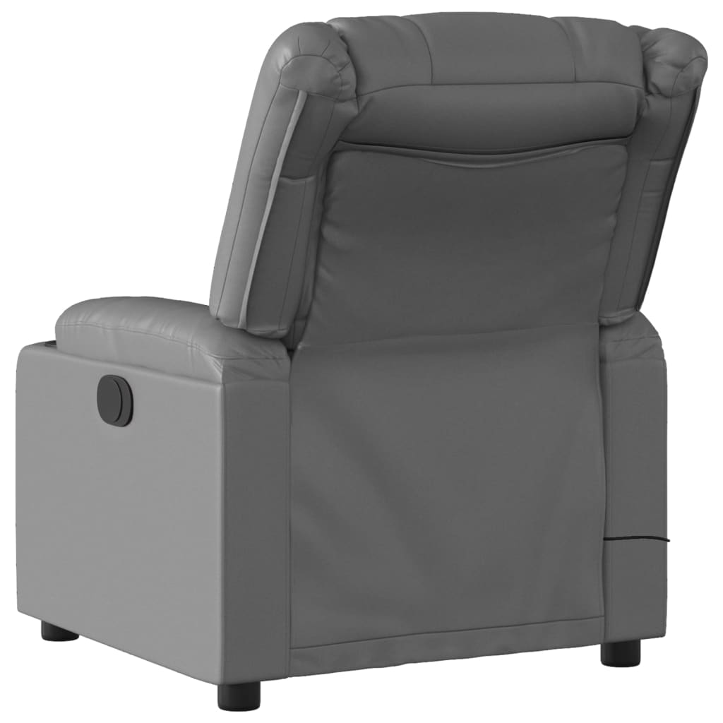 Sillón de masaje reclinable cuero sintético gris V0838 Vetonek