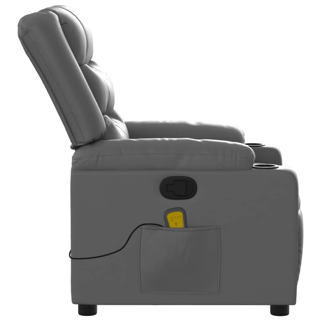Sillón de masaje reclinable cuero sintético gris V0838 Vetonek