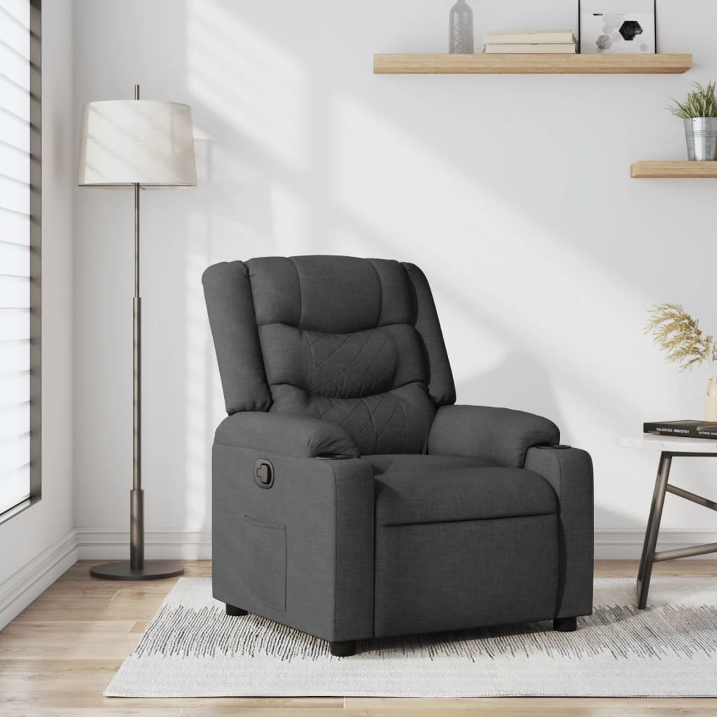 Vetonek Sillón reclinable de tela gris oscuro