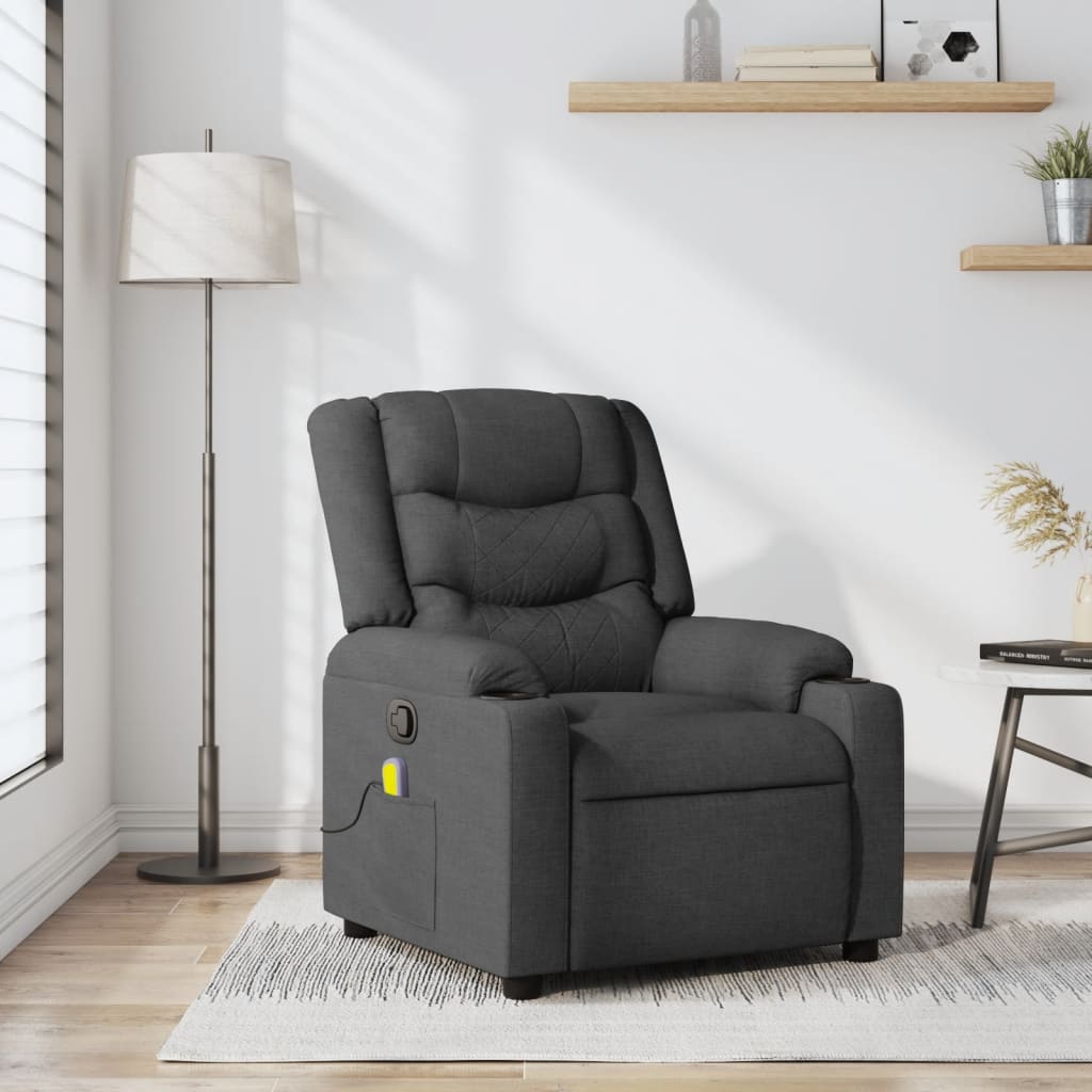 Vetonek Sillón de masaje reclinable de tela gris oscuro