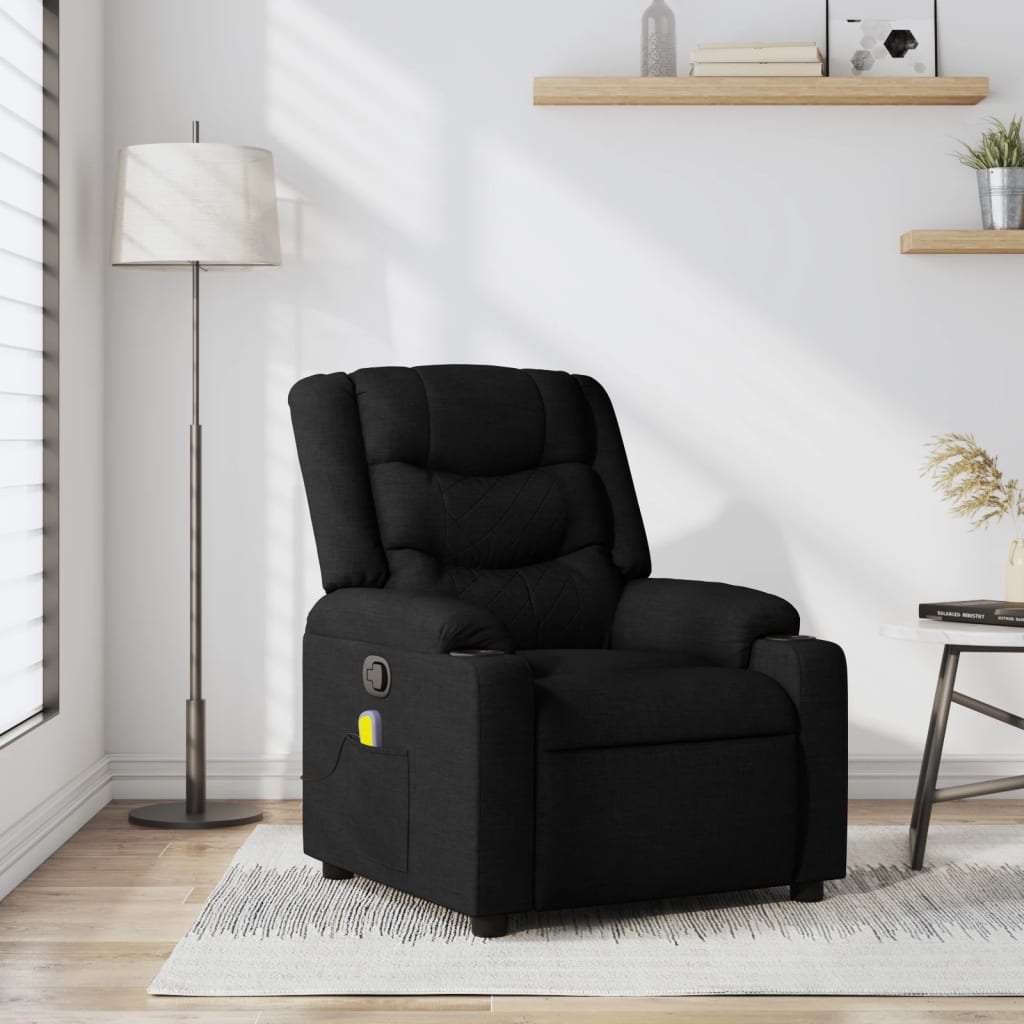 Vetonek Sillón reclinable de masaje de tela negro