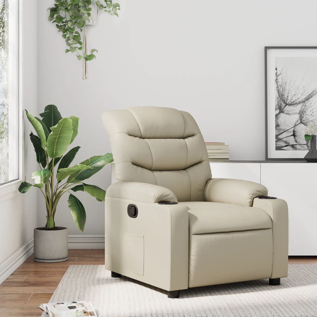 Vetonek Sillón reclinable de cuero sintético crema