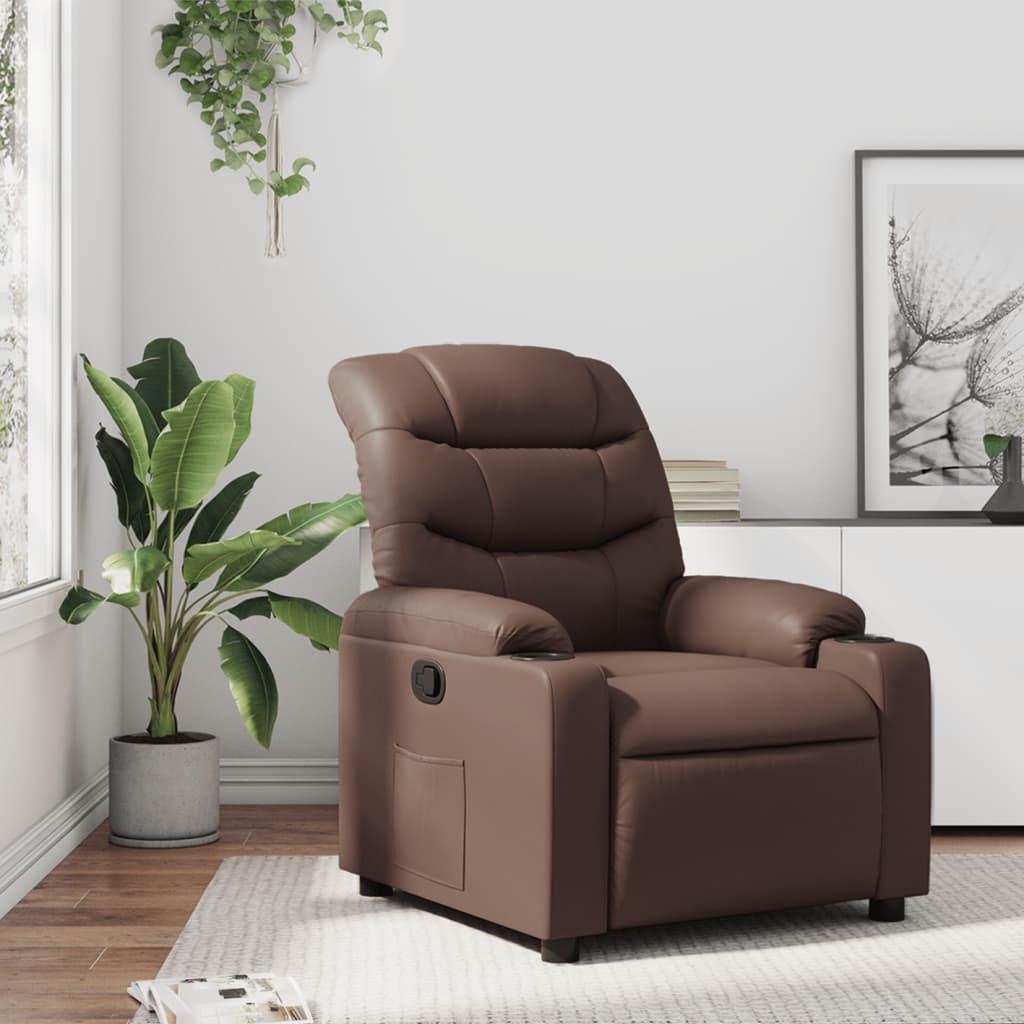 Vetonek Sillón reclinable de cuero sintético marrón