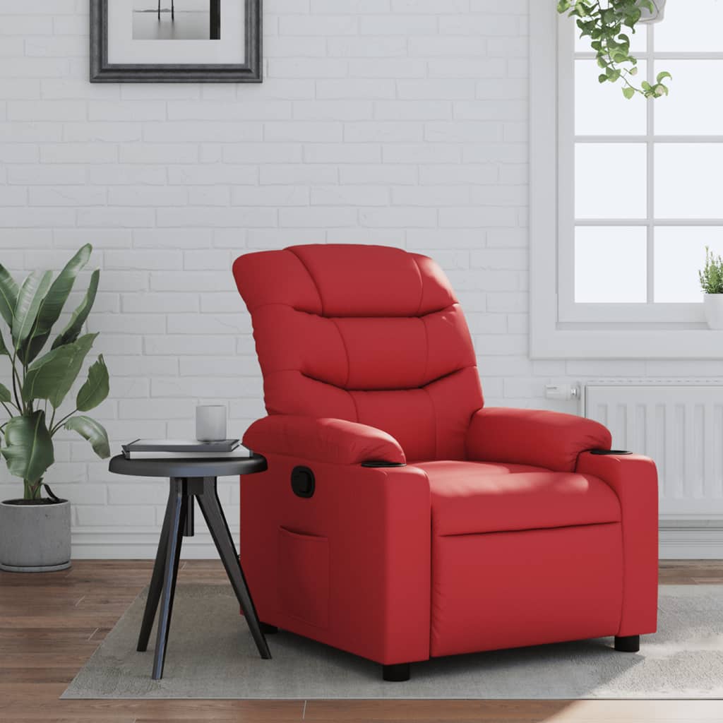 Vetonek Sillón reclinable de cuero sintético rojo