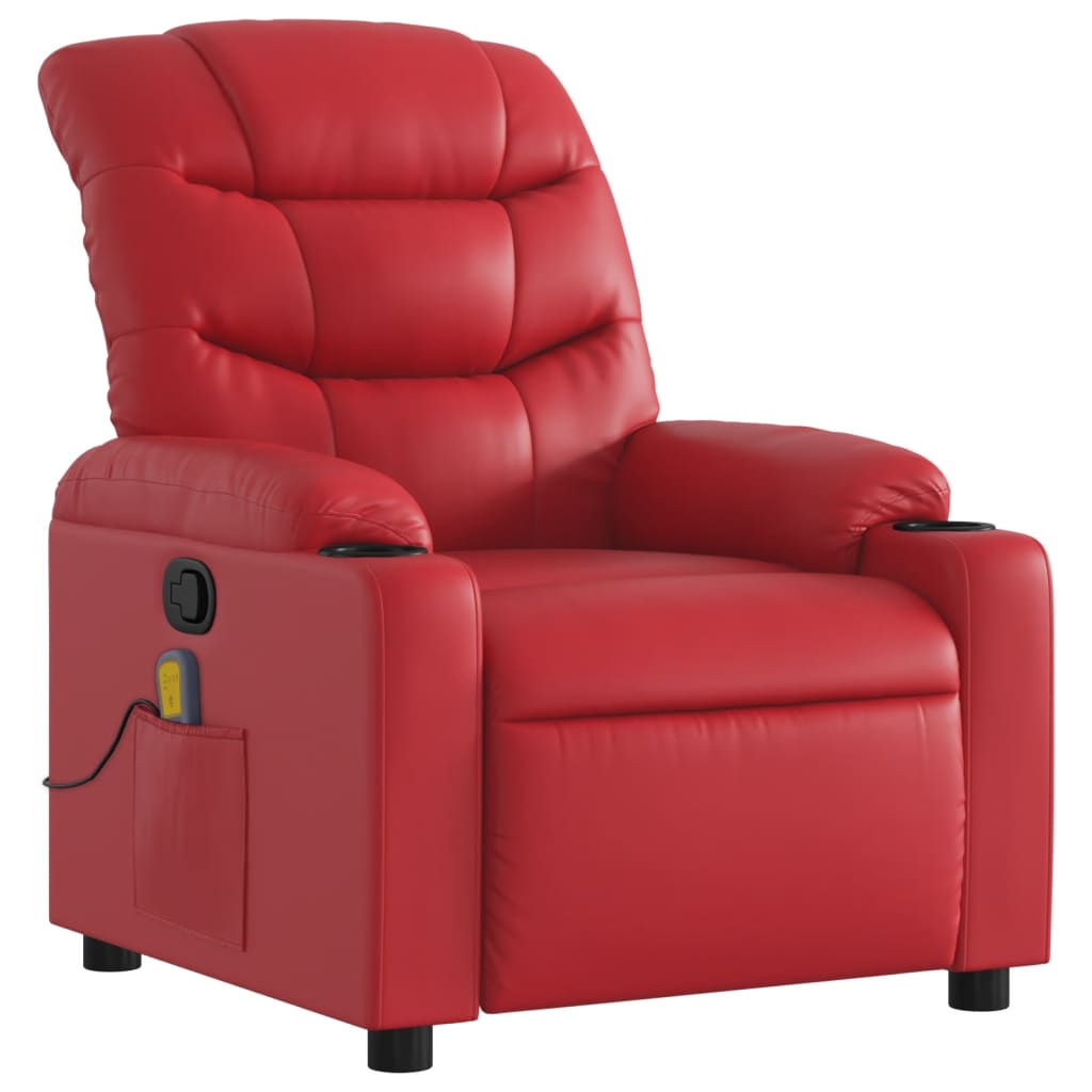 Sillón de masaje reclinable cuero sintético rojo