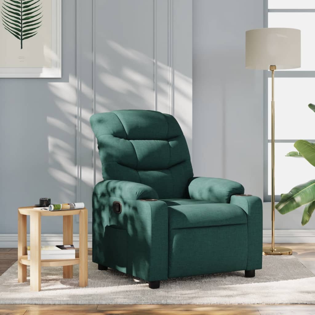 Vetonek Sillón reclinable de tela verde oscuro