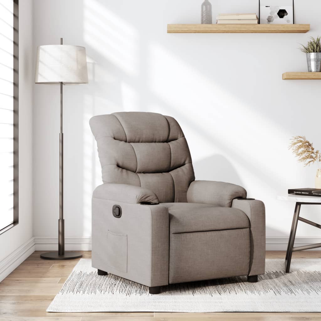 Vetonek Sillón reclinable de tela gris taupe