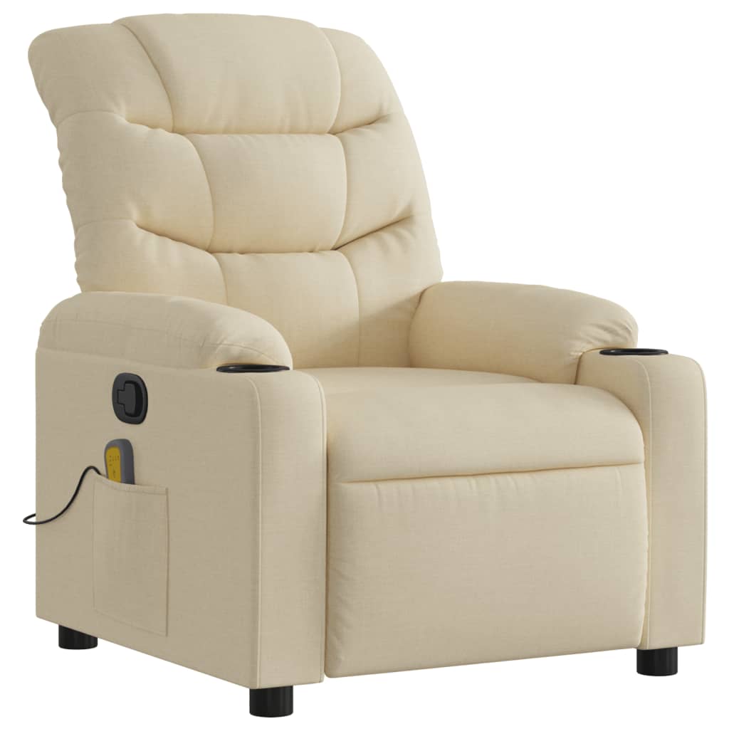 Reclinable Cream fabric massage chair