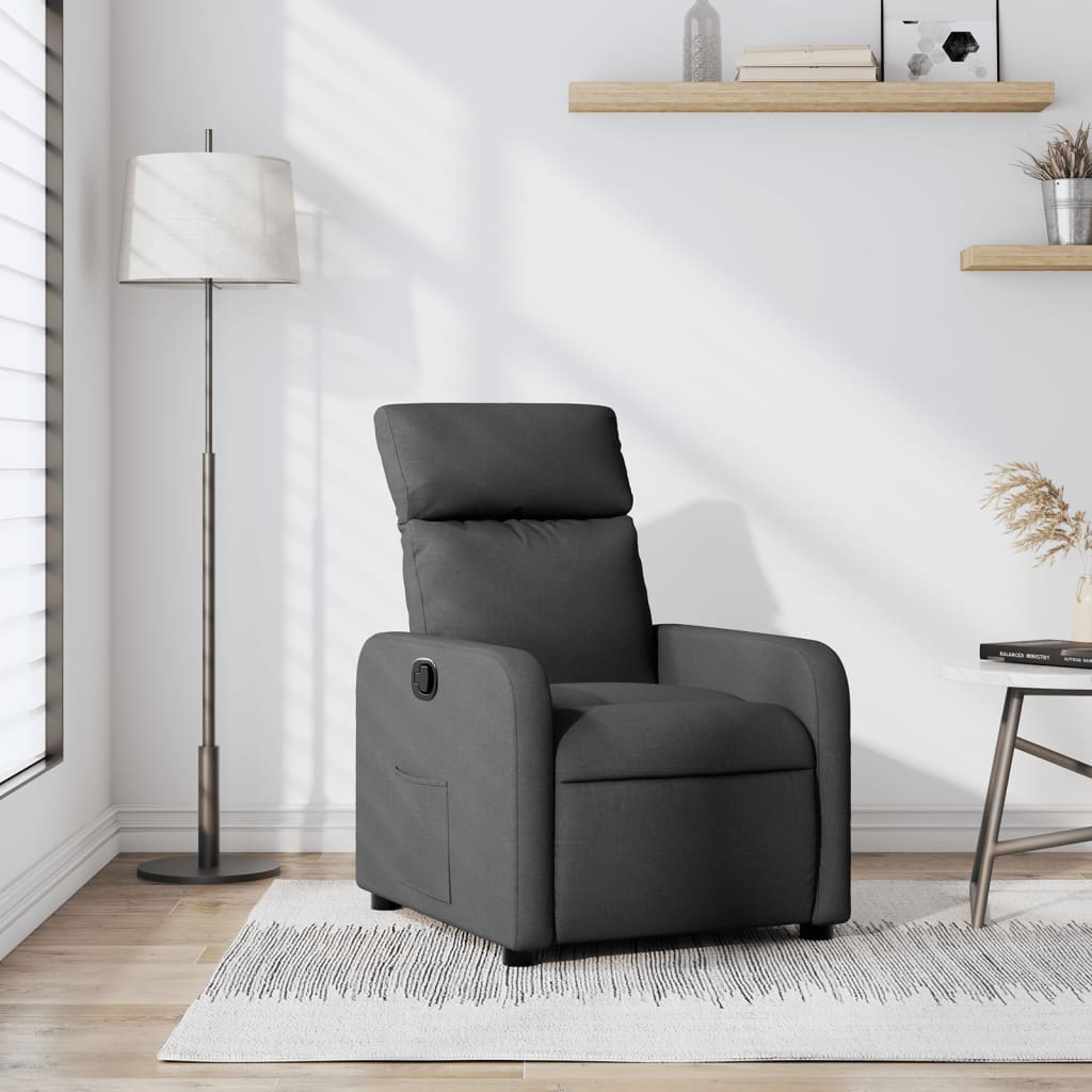 Vetonek Sillón reclinable de tela gris oscuro