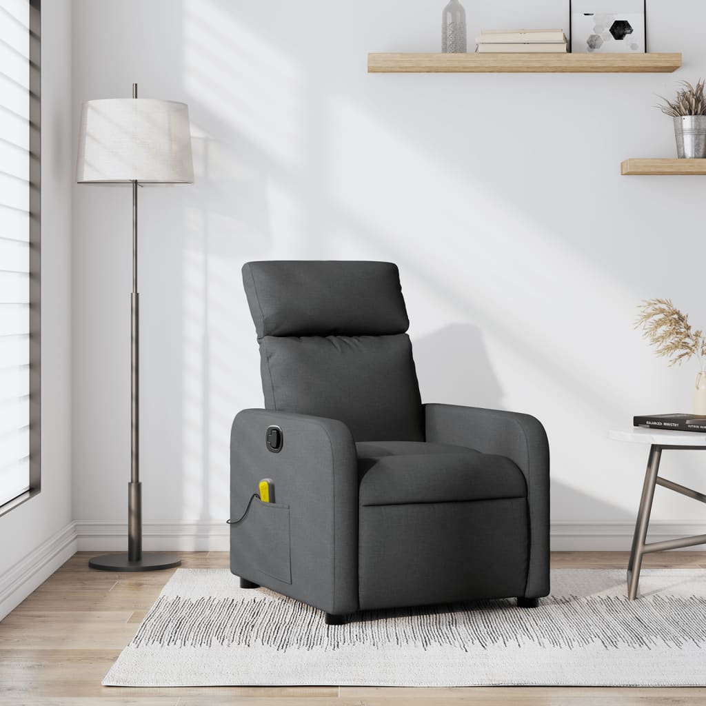 Vetonek Sillón de masaje reclinable de tela gris oscuro