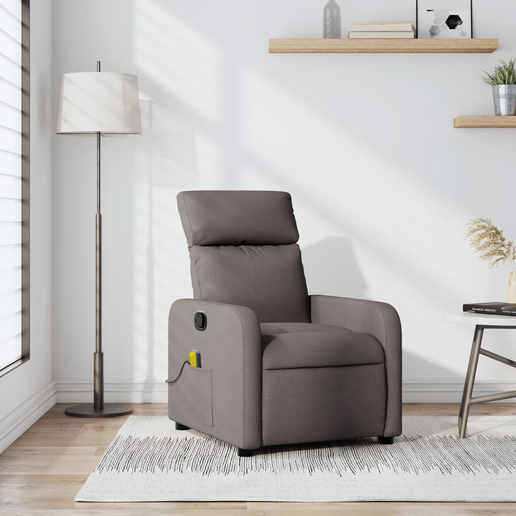 Vetonek Sillón de masaje reclinable de tela gris taupé