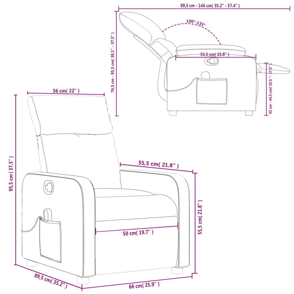 Reclinable Cream fabric massage chair