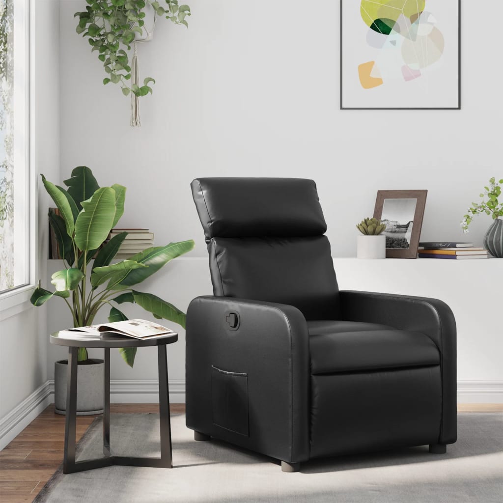 Vetonek Sillón reclinable de cuero sintético negro