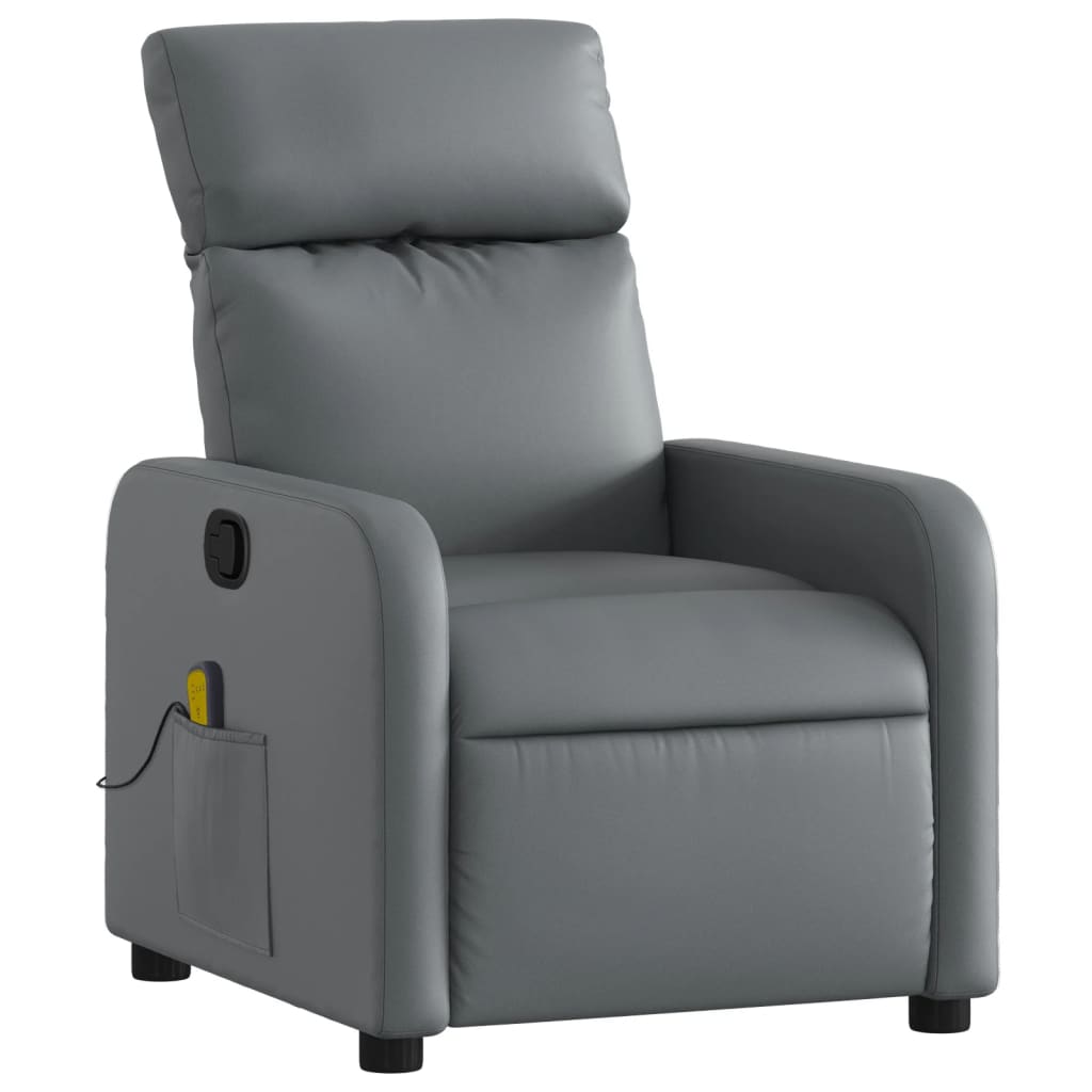 Gray synthetic leather reclining massage chair