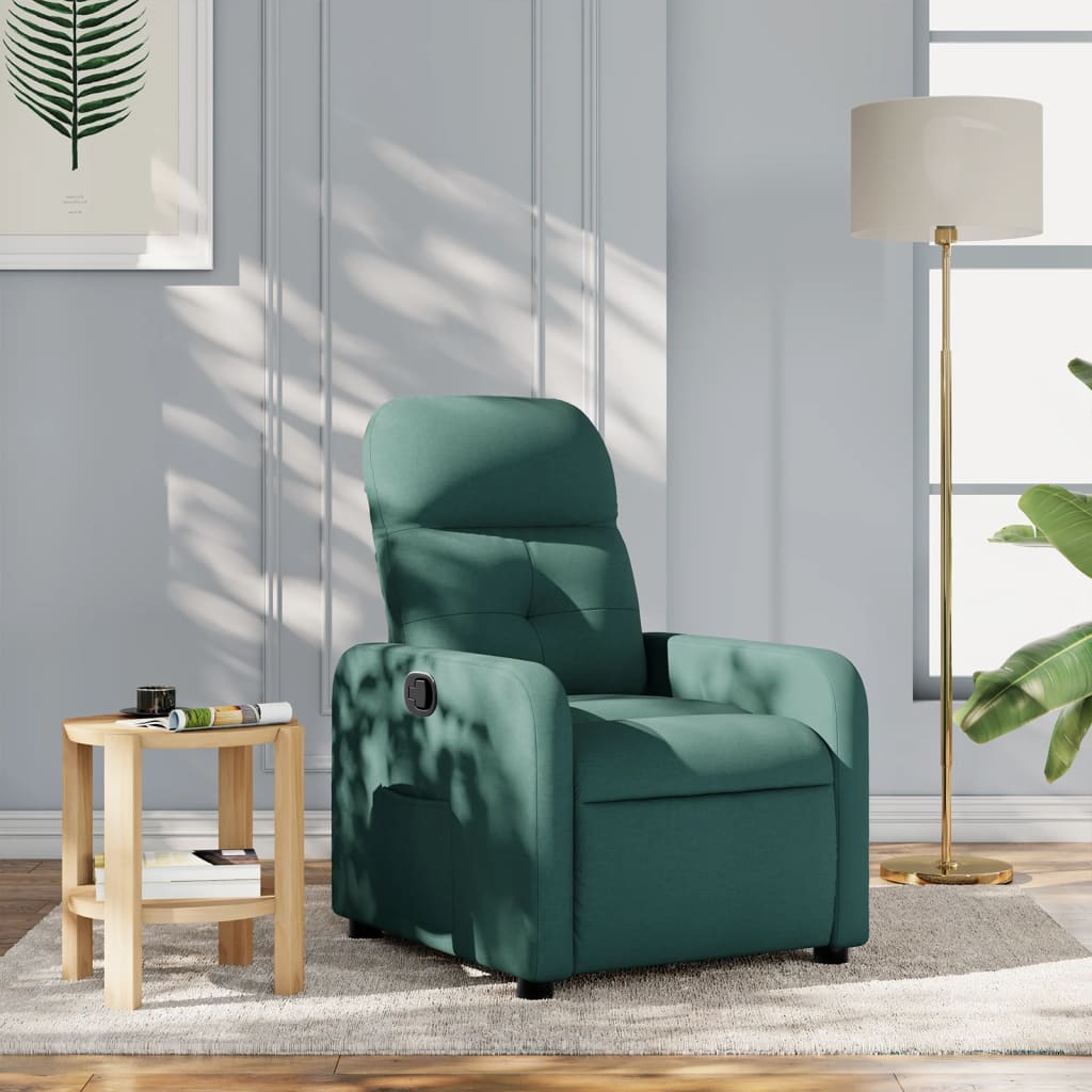 Vetonek Sillón reclinable de tela verde oscuro