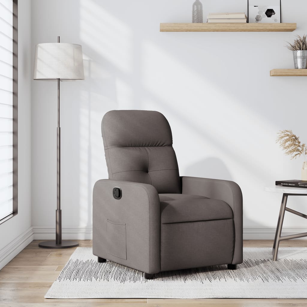 Vetonek Sillón reclinable de tela gris taupe