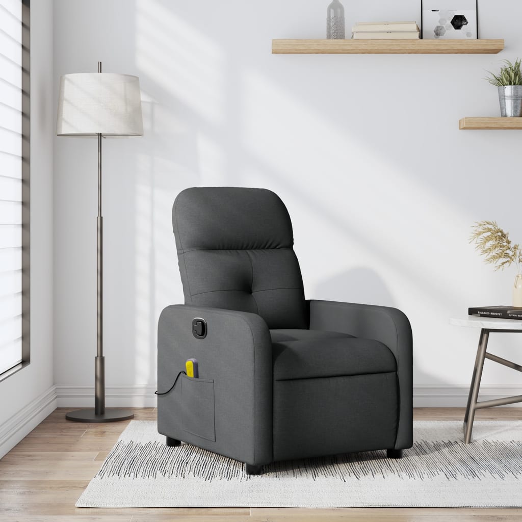 Vetonek Sillón de masaje reclinable de tela gris oscuro