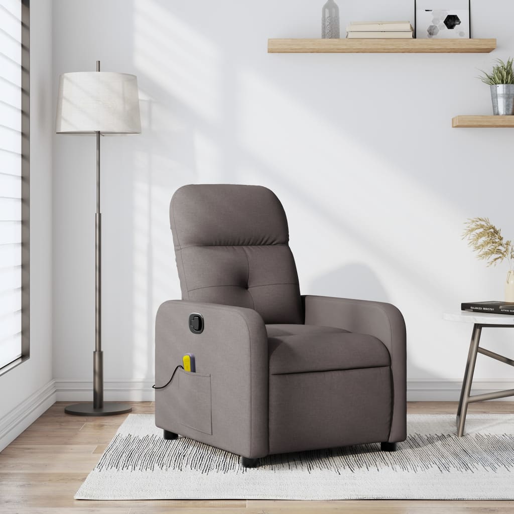 Vetonek Sillón de masaje reclinable de tela gris taupé