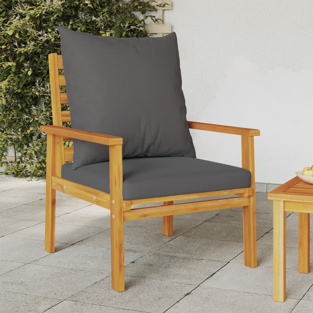 Vetonek Sillón de jardín con cojines 2 uds madera maciza acacia