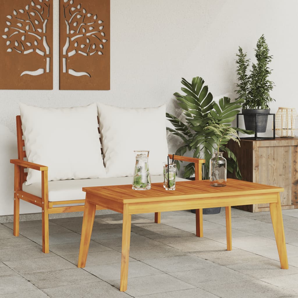 Mesa de jantar de jardim de madeira sólida acacia 100x55x45 cm