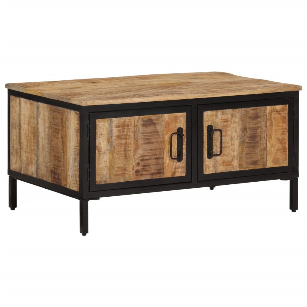 Vetonek Mesa de centro de madera maciza de mango rugosa 80x50x40 cm