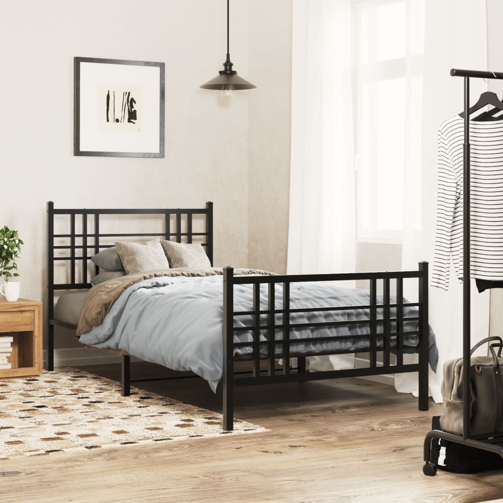 Vetonek Estructura cama sin colchón con estribo metal negro 107x203 cm