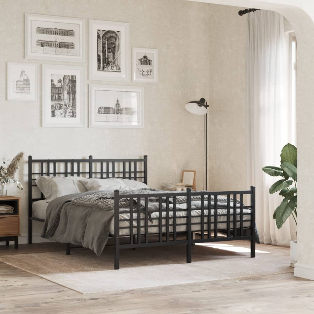 Vetonek Estructura cama sin colchón con estribo metal negro 120x190 cm