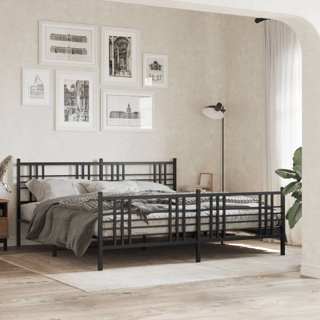 Vetonek Estructura cama sin colchón con estribo metal negro 193x203 cm