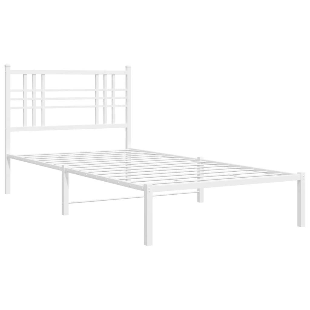 Letto senza materasso con testiera in metallo bianco 107x203cm