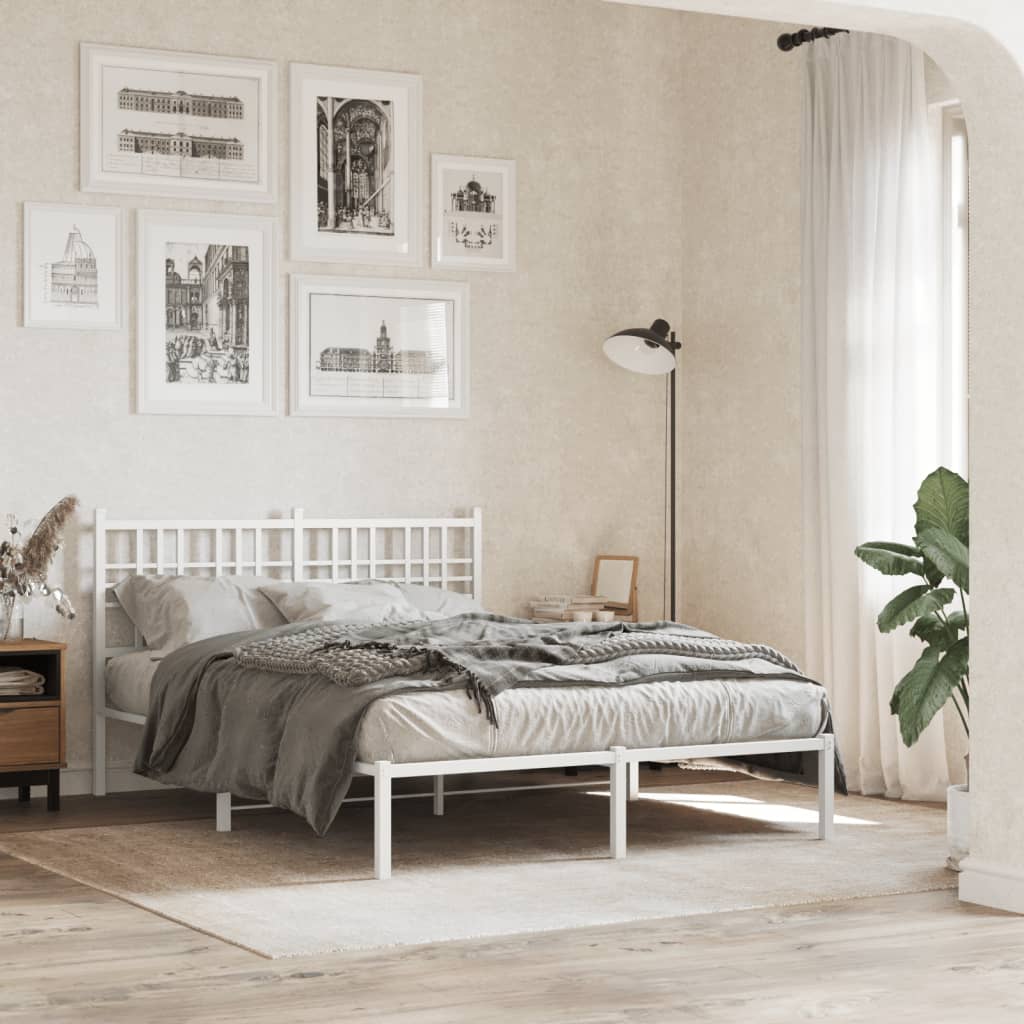 Vetonek Estructura cama sin colchón con cabecero metal blanco 120x190cm