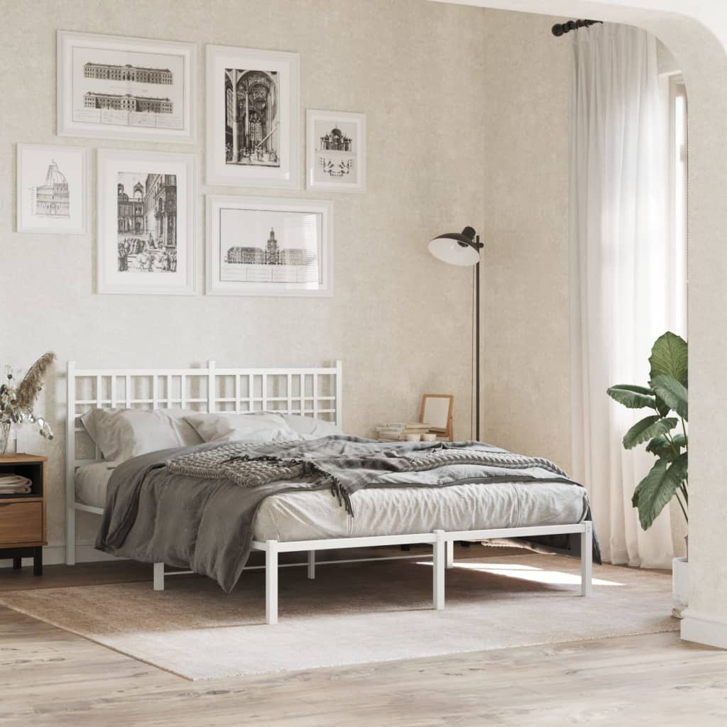 Vetonek Estructura cama sin colchón con cabecero metal blanco 140x190cm